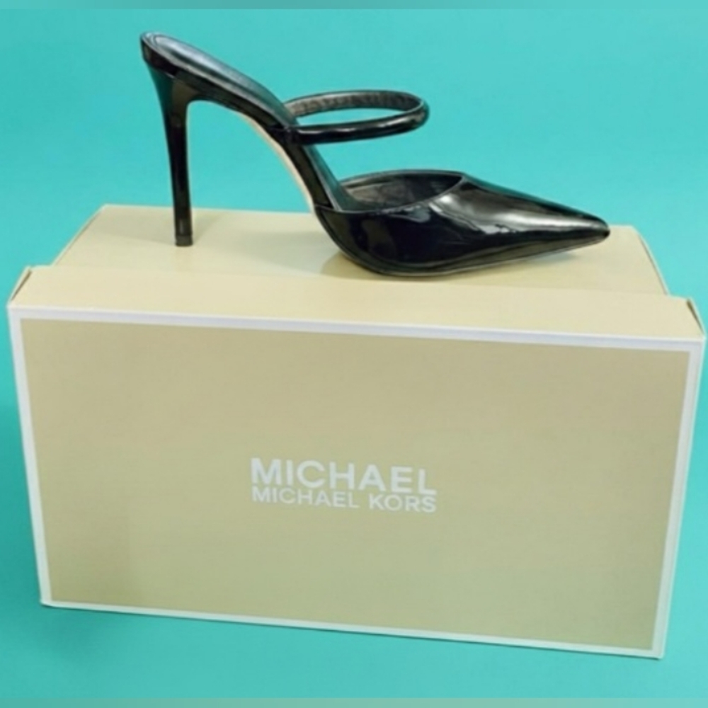 STUNNING MICHAEL KORS PATENT LEATHER MULES. 4.5" HEEL. S:9✨ EXCELLENT CONDITION. - Picture 3 of 5